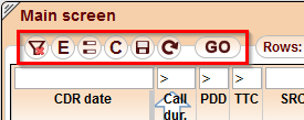 5gVision User interface, Main screen table menu