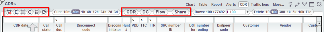 5gVision Monitoring and alerting, Cdr menu